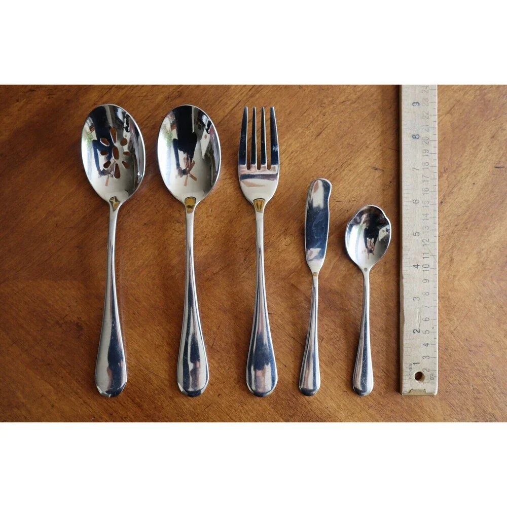 Lot 5 Oneida ICARUS Stainless Glossy Serving Spoon Pierced Solid Meat Fork China